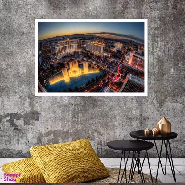 تابلو بکلیت طرح منظره شهر لاس وگاس مدل قاب شاسی W-s8065