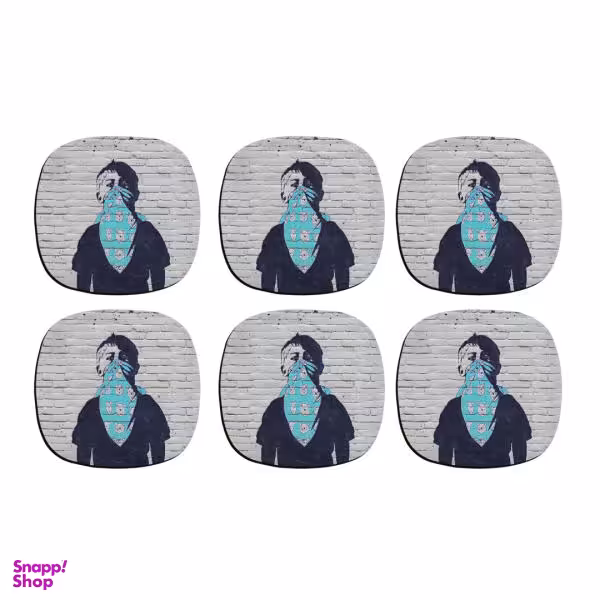 زیر لیوانی ترمه طراحان ایده مدل پسر ماسک خرگوشی کد cfp069 بسته شش عددی