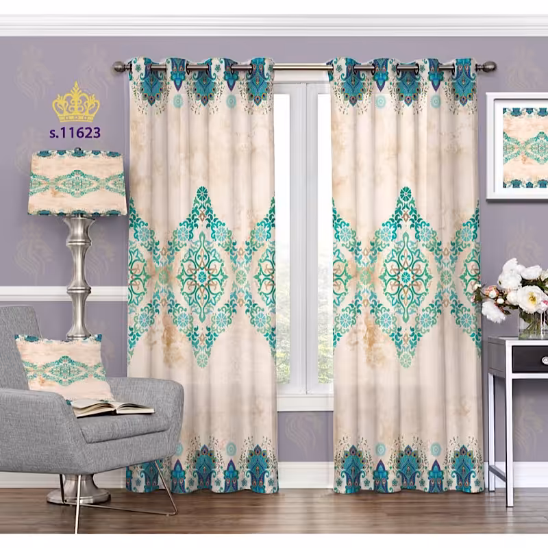 پرده  چاپی پانچ شده طرح سنتی اسلیمی