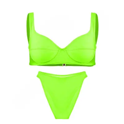 مایو شنا زنانه دوتکه بیکینی فنردار  IS مدل MODA ITALIA003  سبز XL