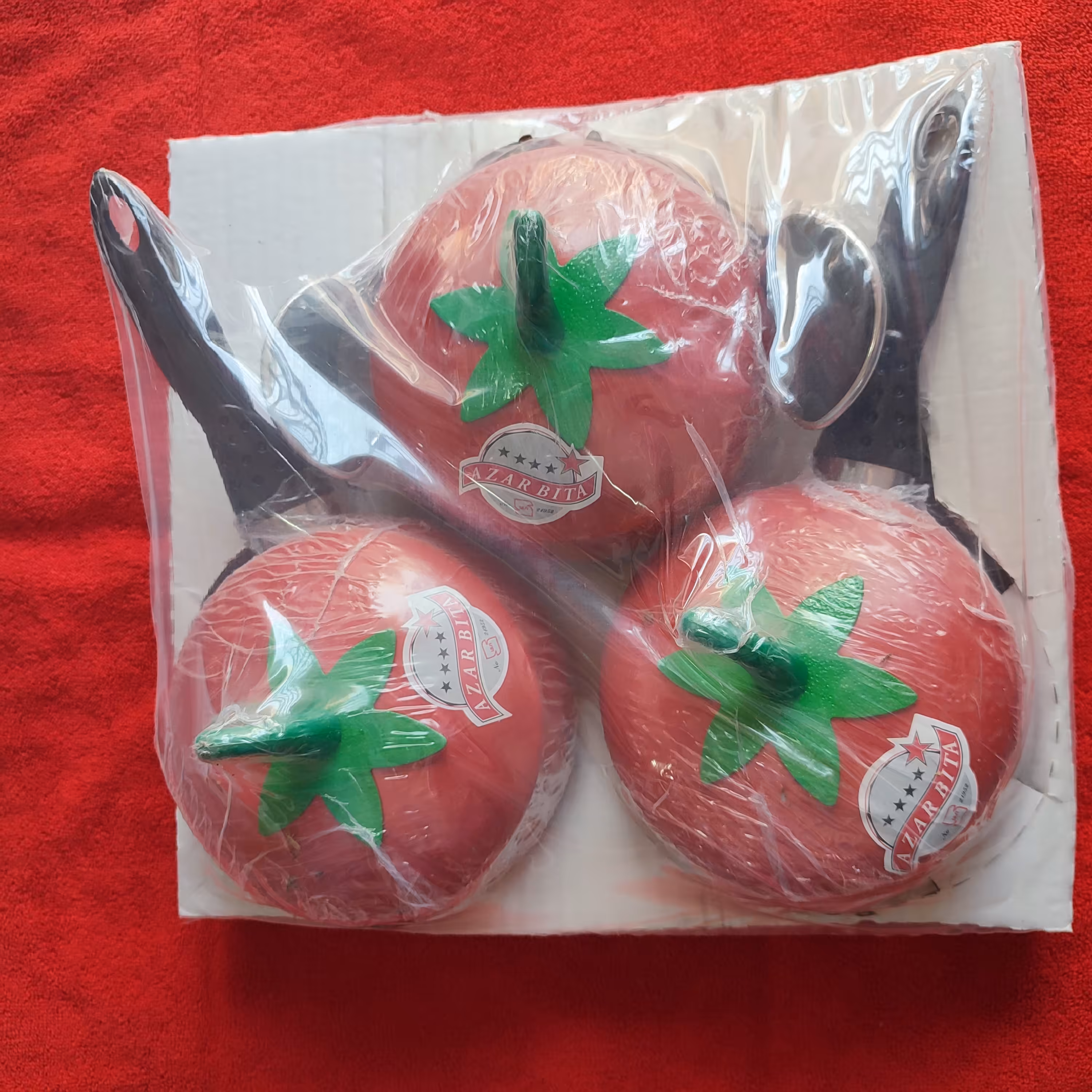 سرویس تفلون سه تکه طرح گوجه جدید و زیبا