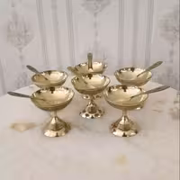 بستنی خوری برنزی هندی ( ست شش تایی ) کد 4001 (ظروف برنجی هندی)