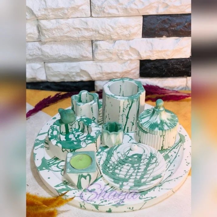 ست سینی گرد دکوراتیو بتنی