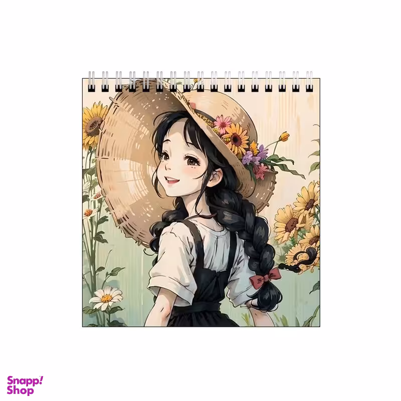 دفتر طراحی 60 برگ طرح دختر در میان گل ها کد 5726760