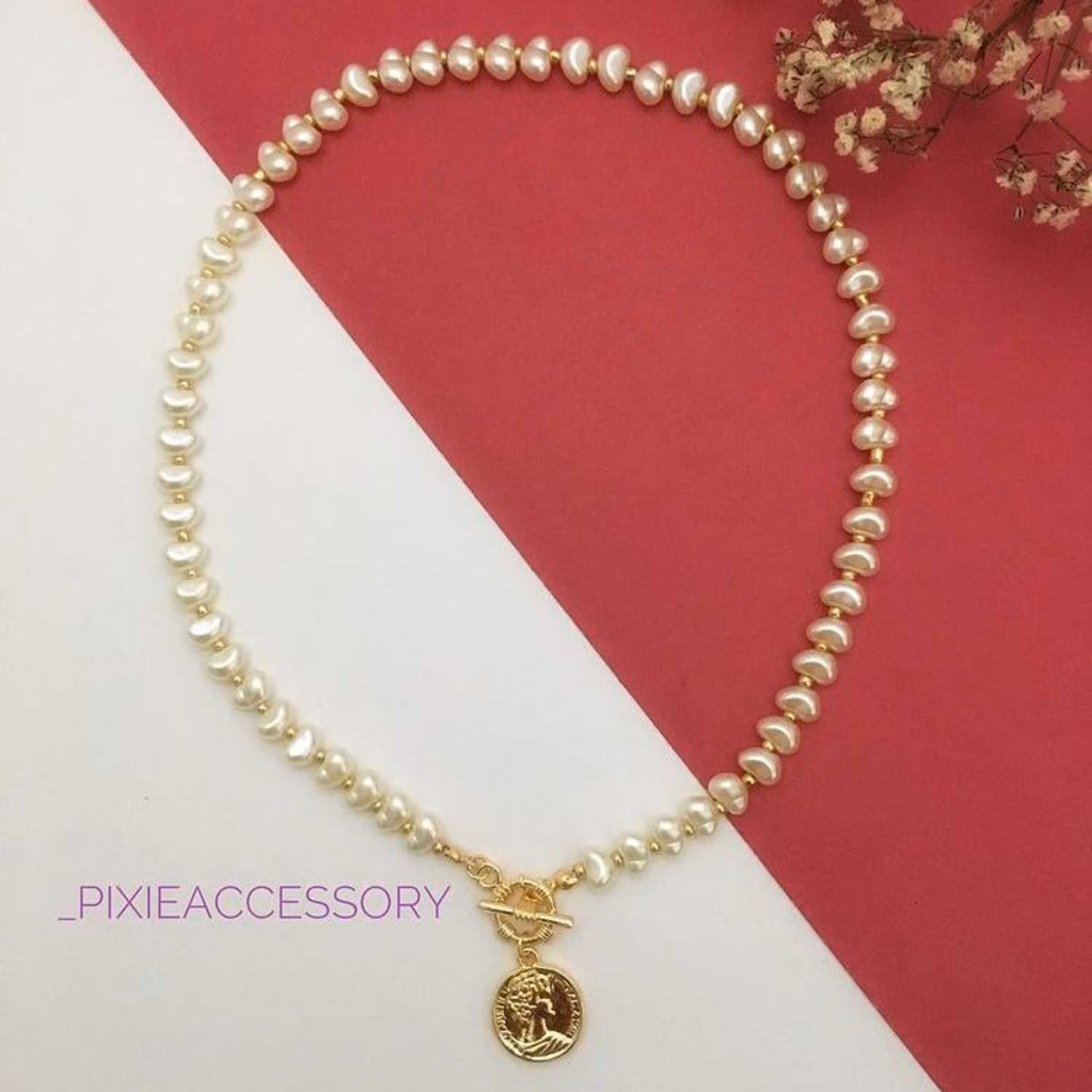 گردنبند لاکی مروارید سکه 