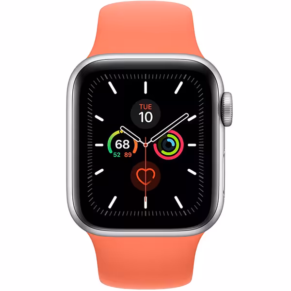 سری 5 اسپرت مردانه 44 میلیمتری Silver Aluminum Case with Clementine Sport Band - Hiapple.ir