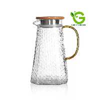 پارچ  شیشه ای پیرکس درب بامبو شعله مستقیم   1500 میلی لیتر دسته طلایی کد Gw51202022