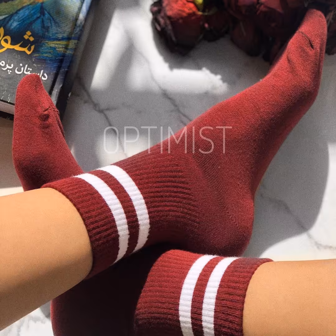 جوراب آپتمیست زرشکی دو خط 