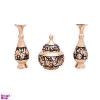 ست شکلات خوری و گلدان مسی سیاه قلم طرح فام کد 7123 مجموعه 3 عددی