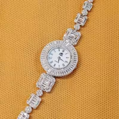 ساعت نقره امرالدکات زنانه با نگین های باگت درخشان 925 عیار کد 143789