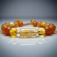 دستبند ترکیبی سنگ سیترین و اونتورین نارنجی