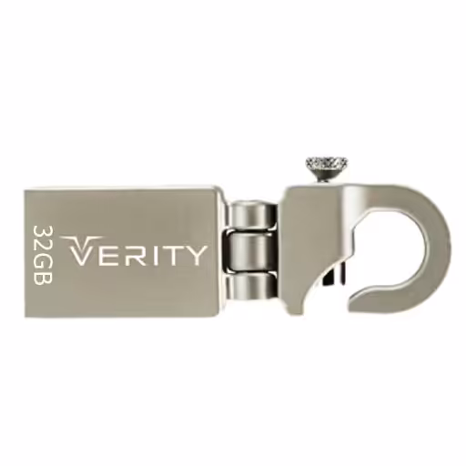 فلش مموری 32 Verity مدل V806 فلزی جاسوئیچی دار استیل