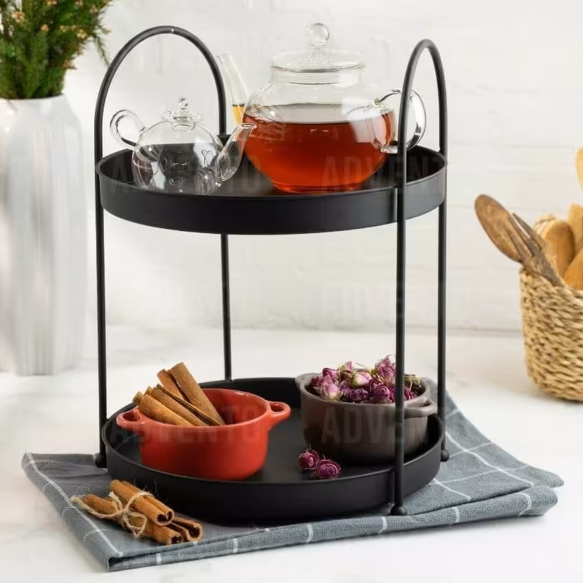 استند دو طبقه فلزی گرد بزرگ