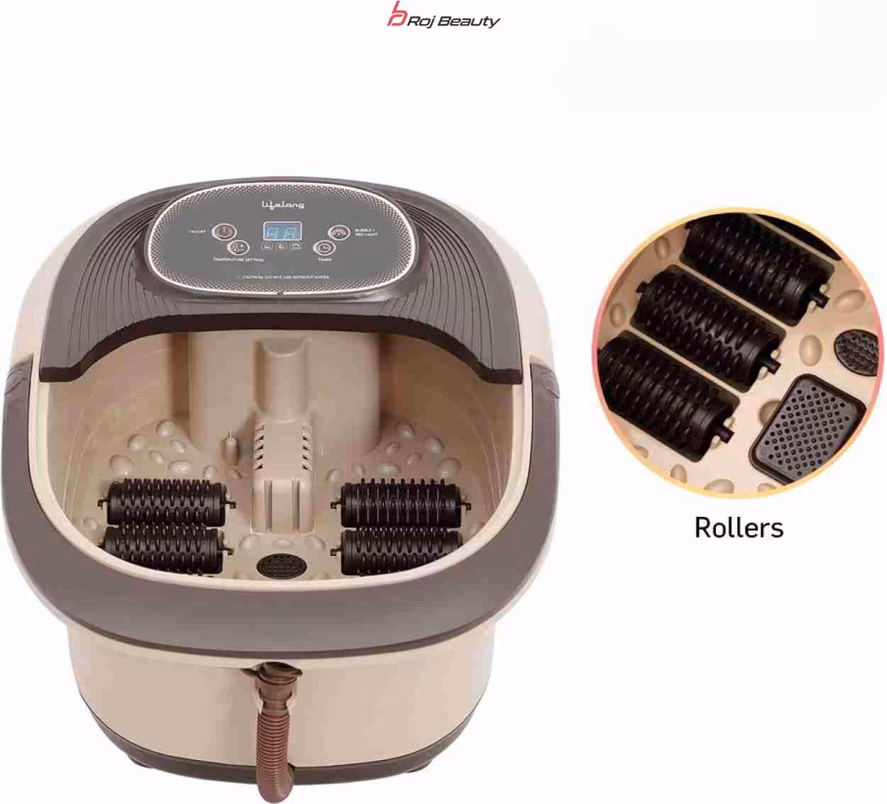 جکوزی ماساژور پا برقی  با 8 غلتک، پنل دیجیتال، حمام حباب دار و فناوری گرمایش آب برای پدیکور، تسکین درد و مراقبت از پا