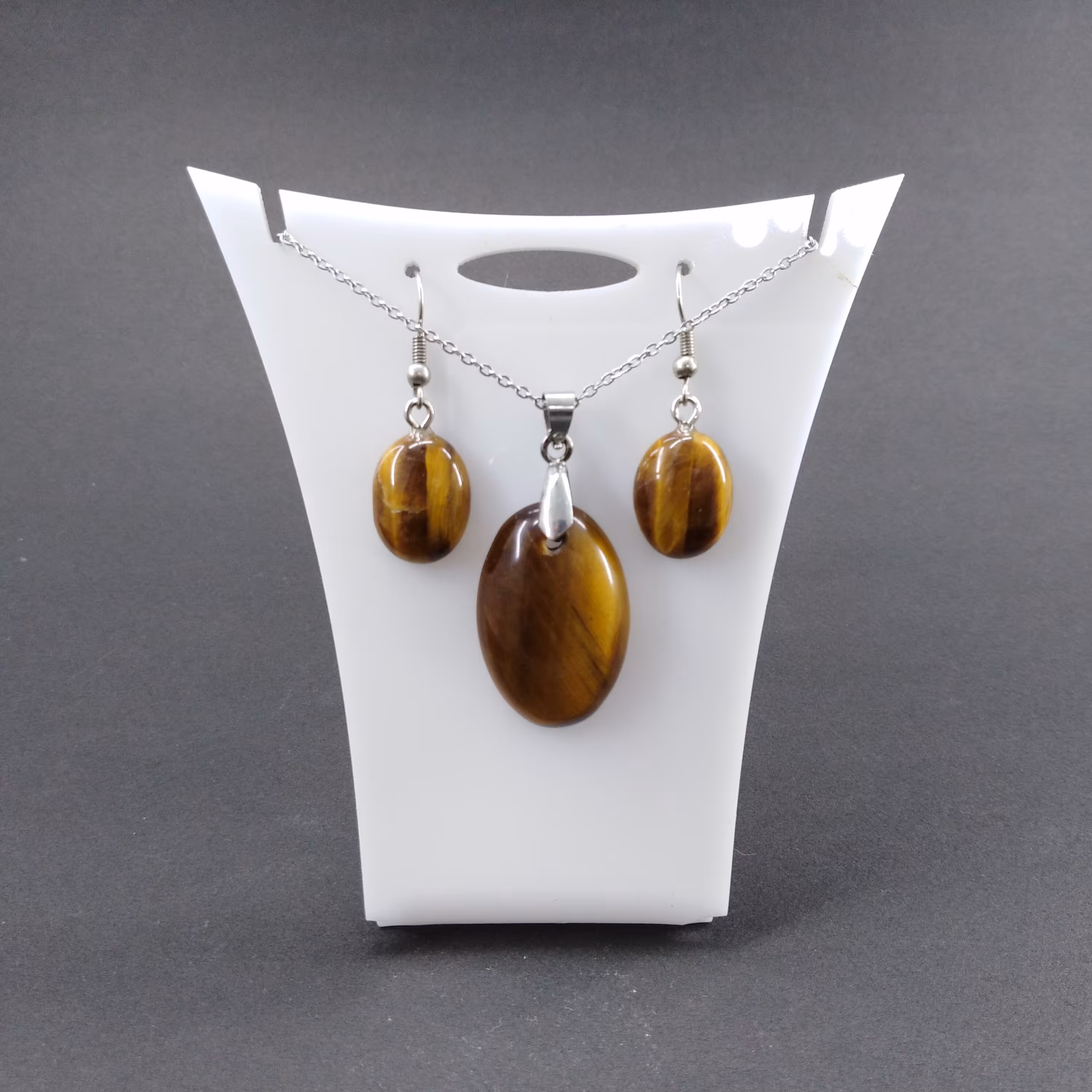 نیم ست سنگ چشم ببر  (Tiger Eye)  زیبا و طبیعی کد T102 