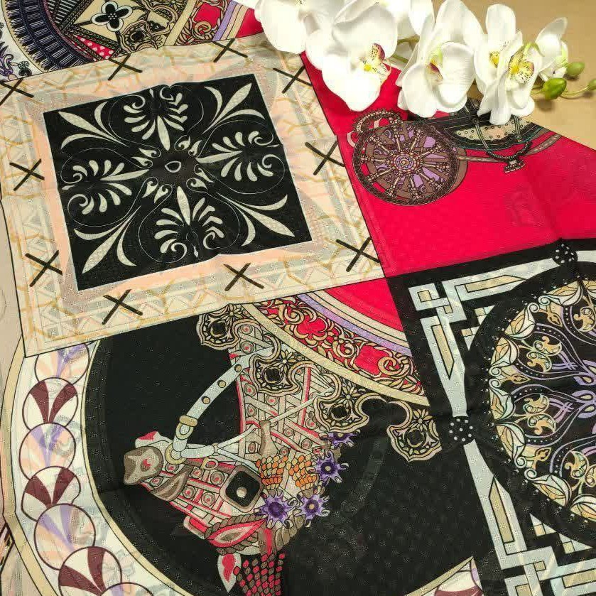 روسری سوپر نخ گارزا درجه یک دور دست دوز