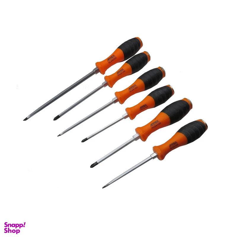 پیچ گوشتی ضربه خور اپکس مدل YP-TIWAN-APX-1101 مجموعه 6 عددی