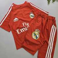 تیشرت شلوارک بچگانه طرح رئال مادرید مناسب 7 تا 14 سال