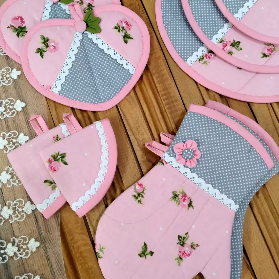 نیم ست آشپزخونه  9تیکه پنبه نخ ترک فانتزی 