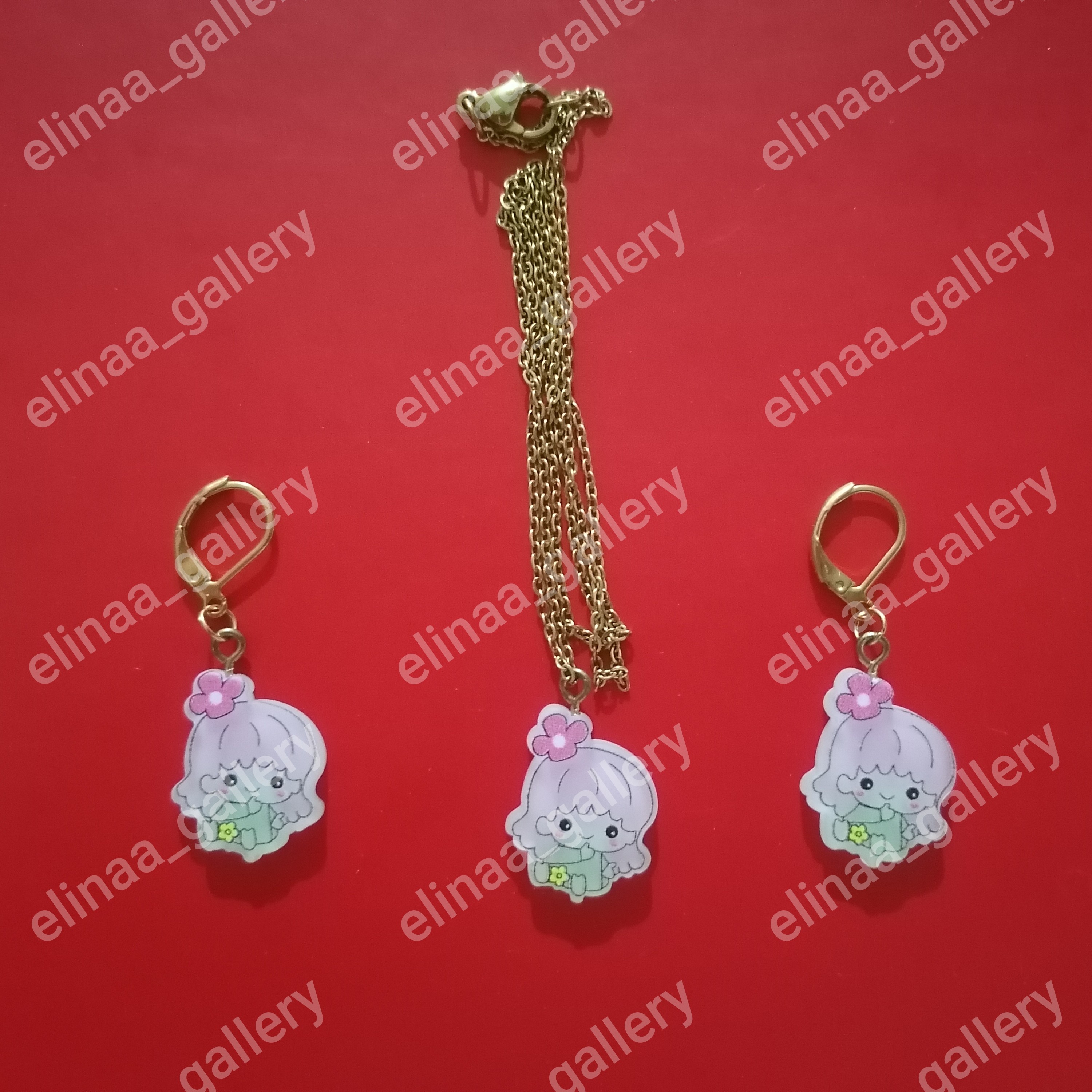 گردنبند و گوشواره استیل عروسکی فانتزی عروسکی