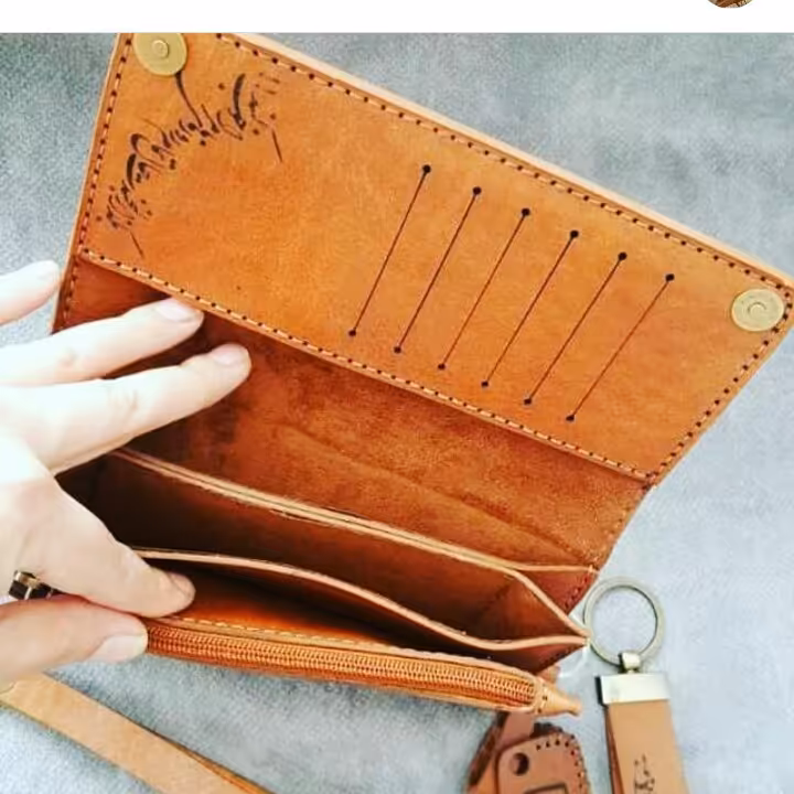 کیف پول چرم طبیعی دست دوز کد86533