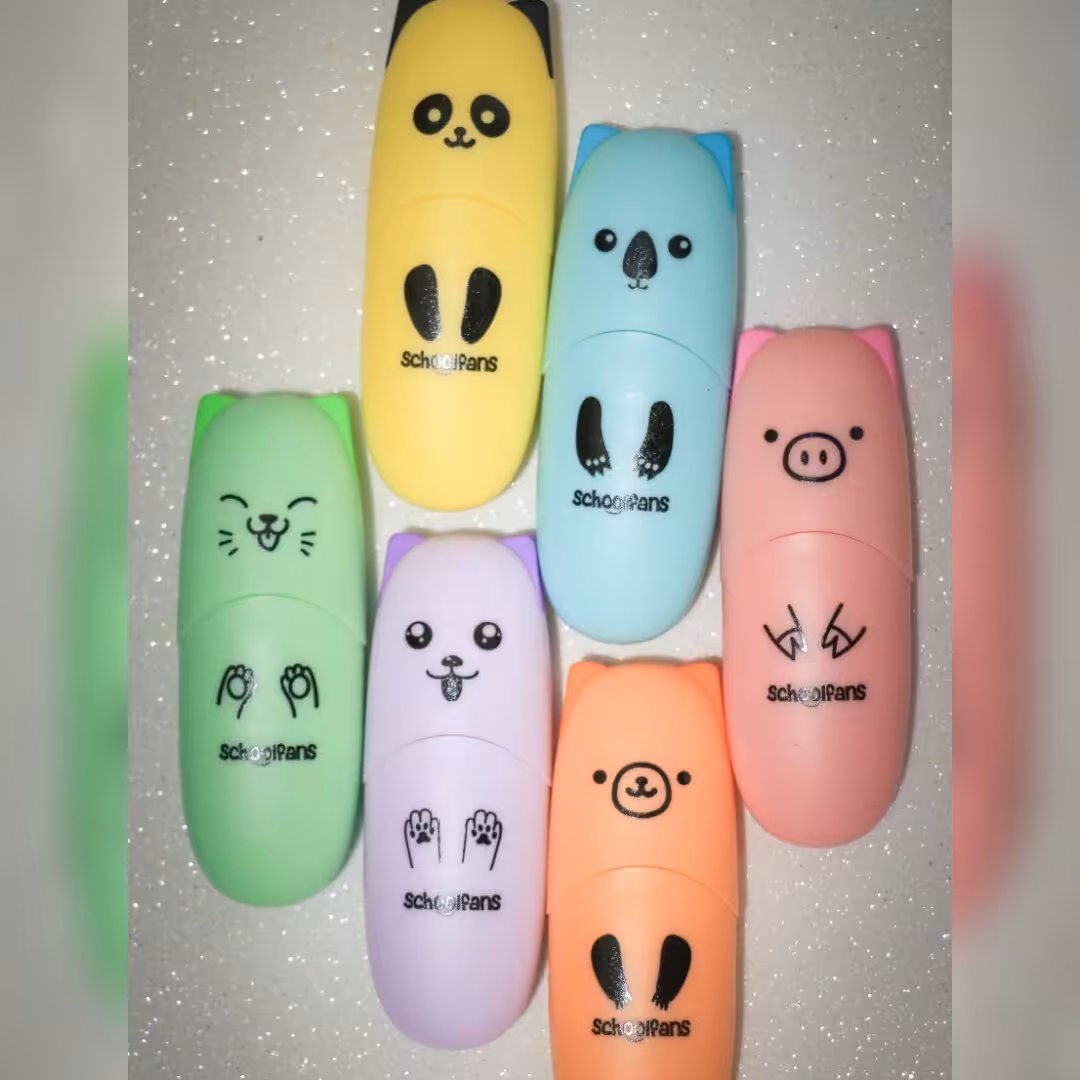 ماژیک علامت زن و هایلایتر فانتزی مینی اسکول فنس رنگ پاستیلی بسته 6عددی 