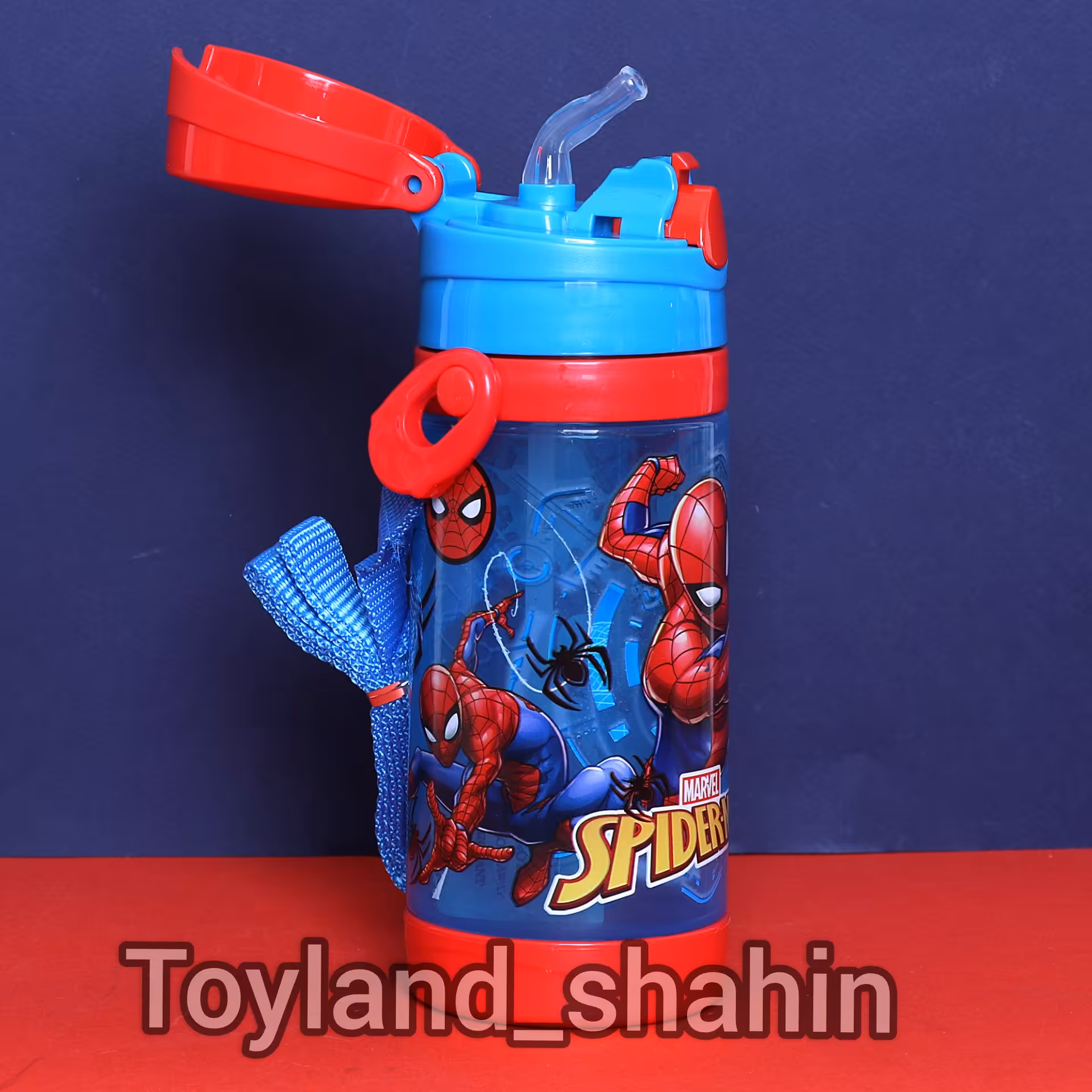 قمقمه مرد عنکبوتی،قمقمه اسپایدرمن، قمقمه کودک(نی دار، بند دار، ضد چکه)