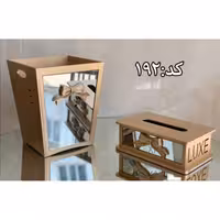 سطل و جادستمال چوبی پاپیونی در جه یک رنگ طلایی بژ  