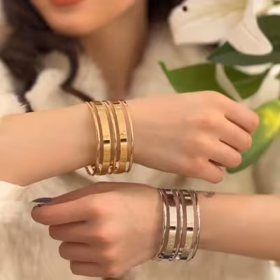 بنگل پهن فشن استیل ، دستبند النگویی