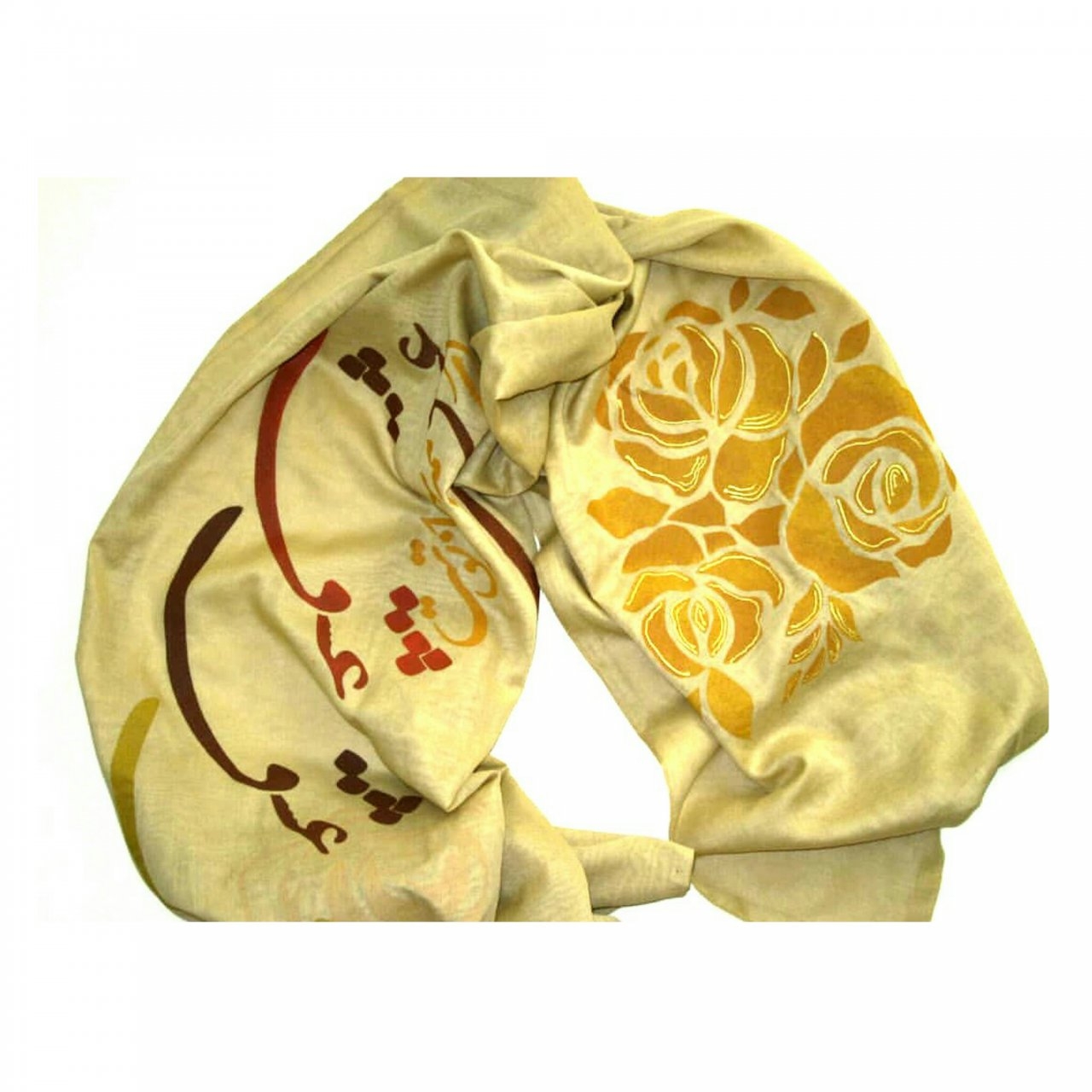 شال دست دوز نقاشی شده طرح گل