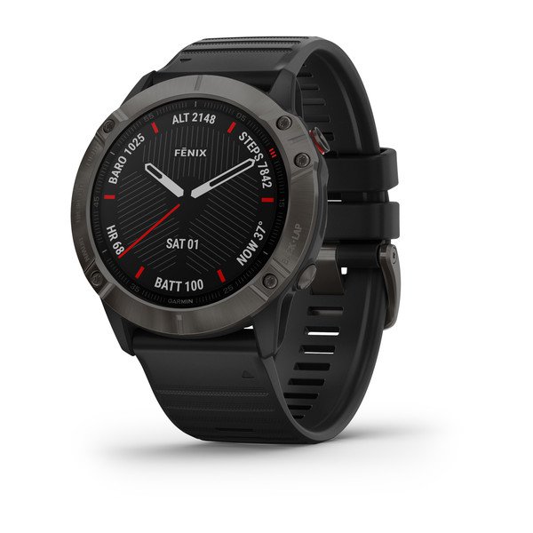 ساعت هوشمند گارمین مدل Fenix 6X Pro and Sapphire editions carbon grey DLC with black band