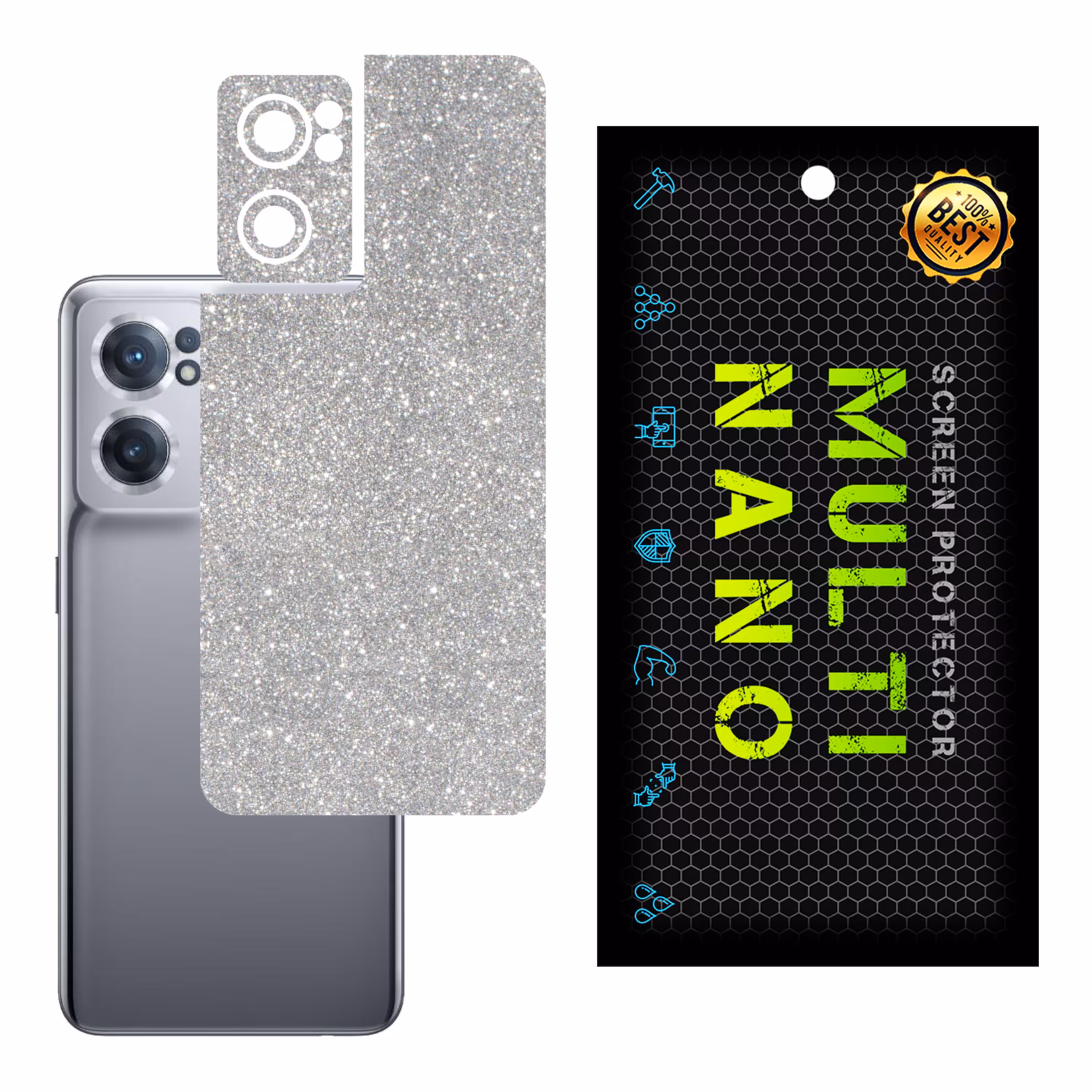 برچسب پوششی MultiNano مدل X-G1F-Silver برای پشت موبایل وان پلاس Nord CE 2