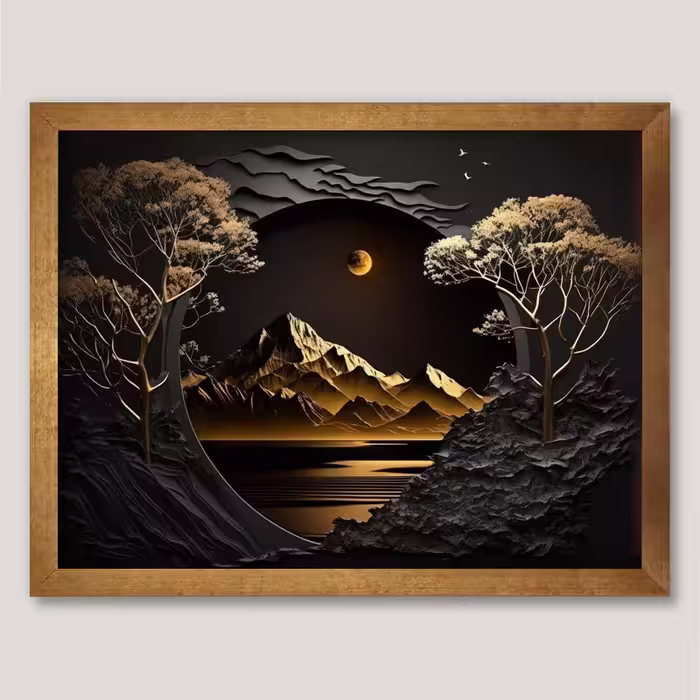تابلو منظره طرح های خاص (مینیمال طلایی) سایز 50در70