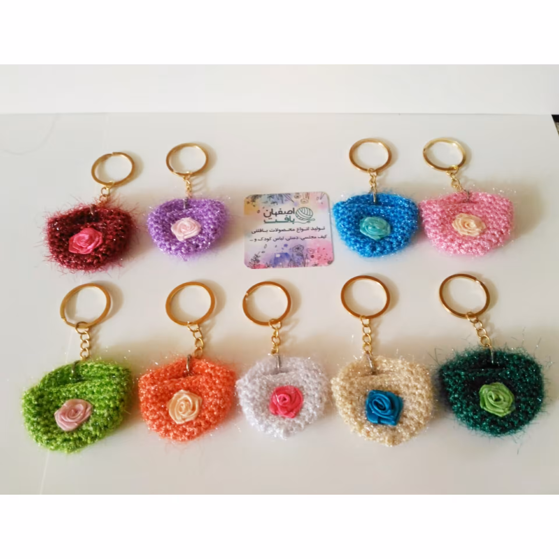 سرکلیدی بافتنی مناسب جایزه و عیدی مدل ساک دستی رنگبندی متنوع