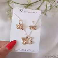 نیم ست پروانه بدلیجات نیمست با زنجیر طلایی مارک ysx