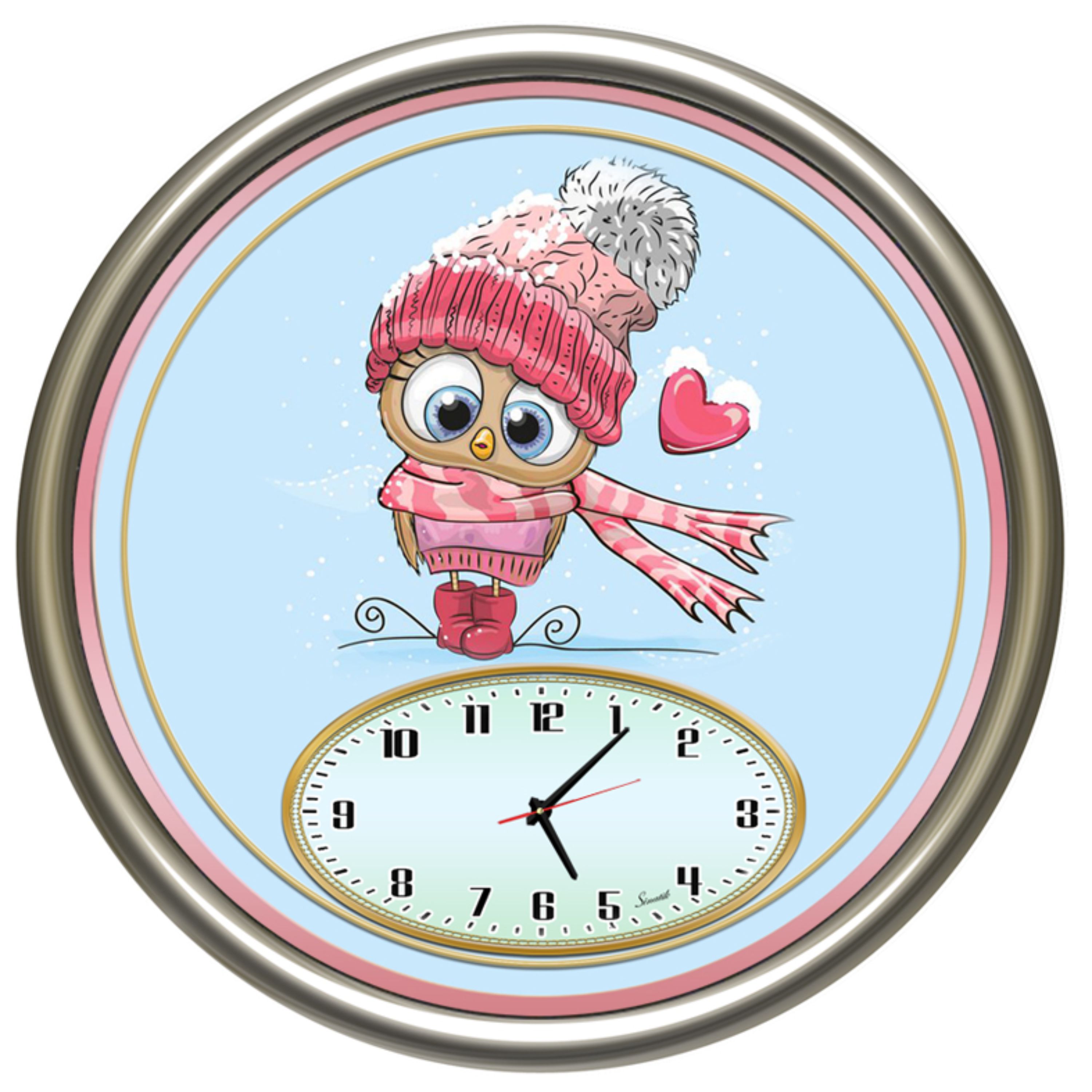 ساعت دیواری مدل جغد رینگ استیل