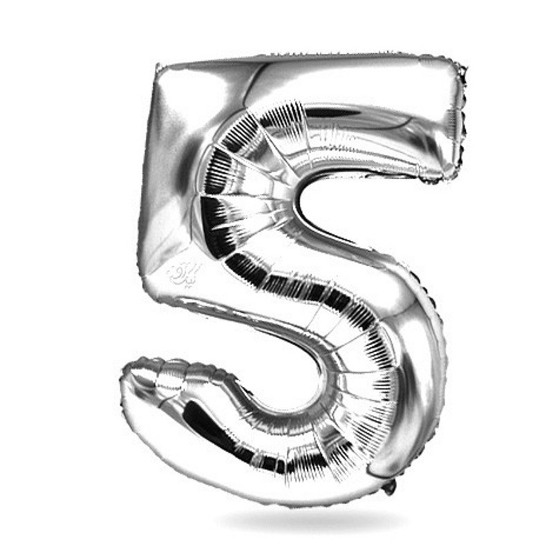 بادکنک فویلی عدد 5،رنگ نقره ای،32 اینچ