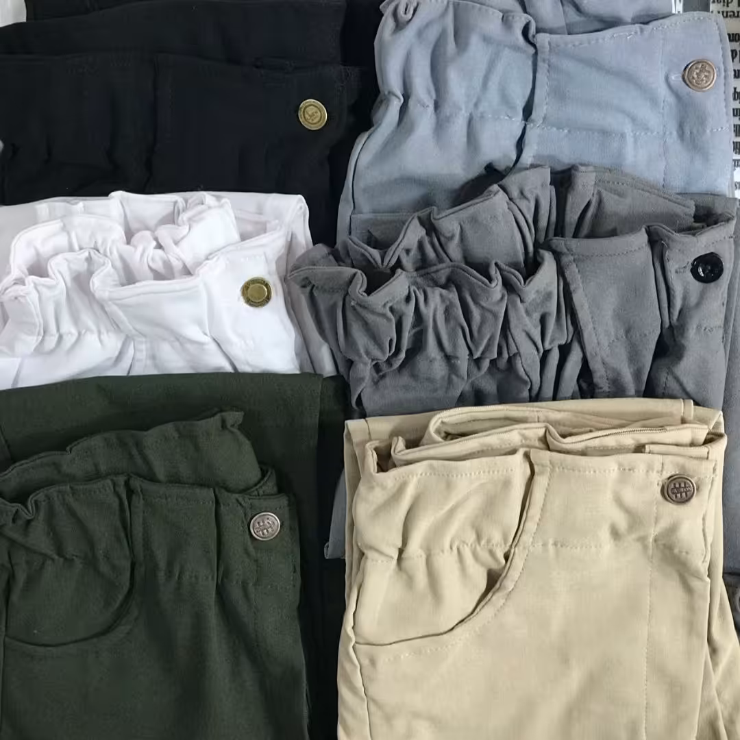 شلوار زنانه مام  کتان  کمر کش و دکمه ژیپ دار مناسب 4 فصل در 6 رنگ متنوع 