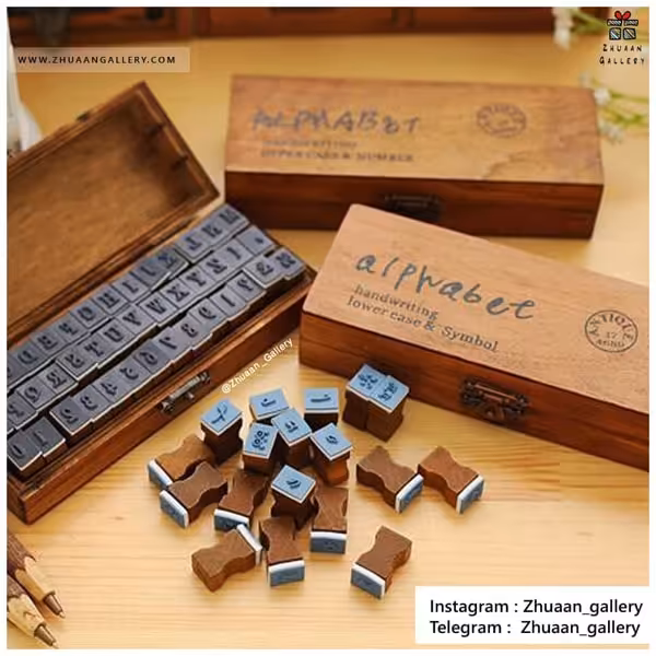 ست مهر 42 تایی حروف الفبای انگلیسی و اعداد