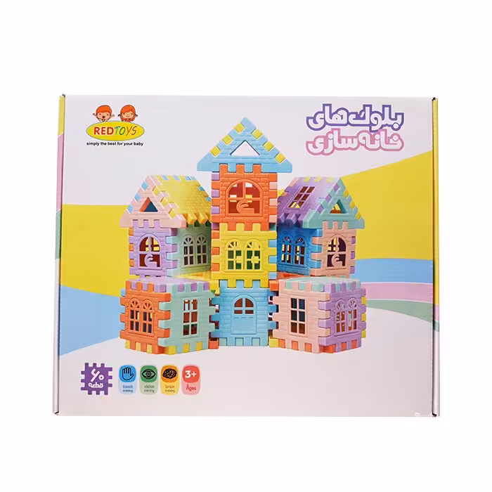 بلوک خانه سازی 60 قطعه با رنگ های پاستیلی