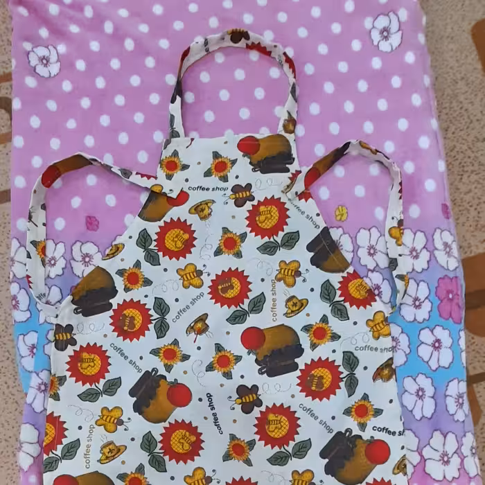 پیش بند آشپزخانه طرح زنبوری ، پارچه ی نخی  پشت و رو 