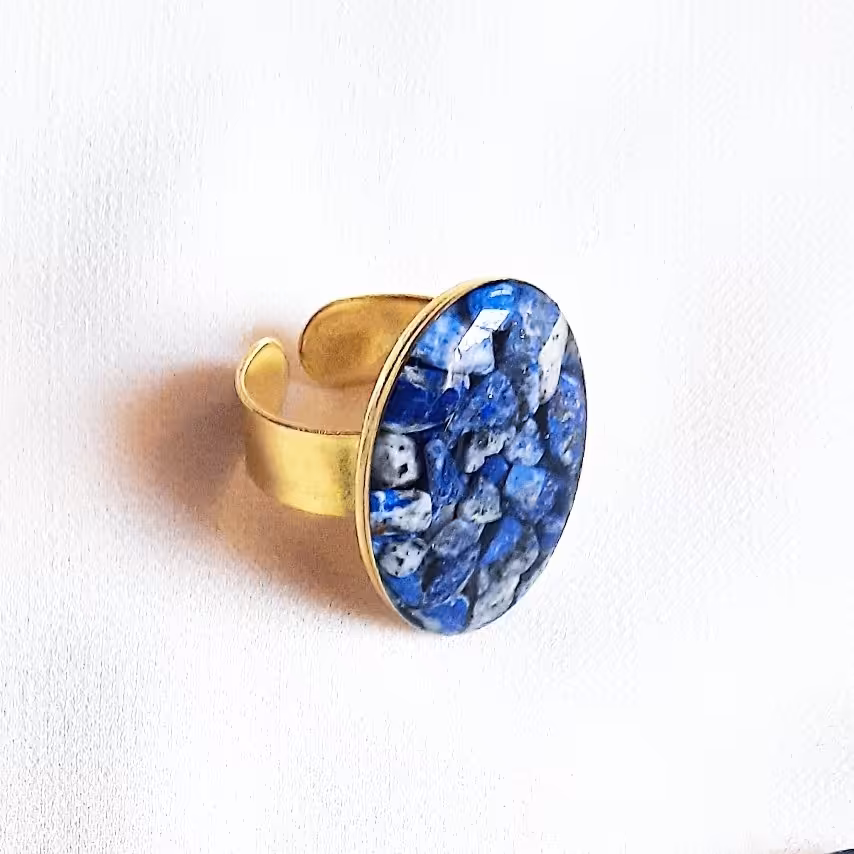 انگشتر سنگ لاجورد اصل قابل تنظیم سایز بلند زیورآلات بدلیجات دستساز