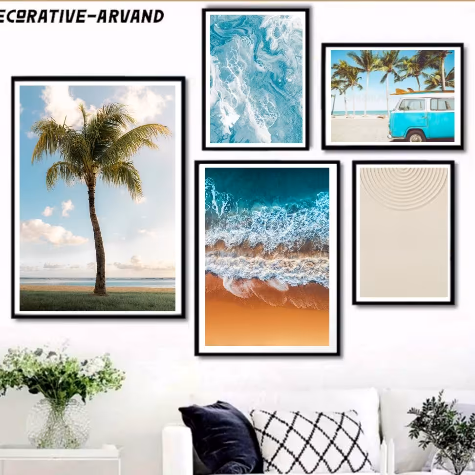 تابلو دکوراتیو تابستان وساحل دریا پنج تکه 