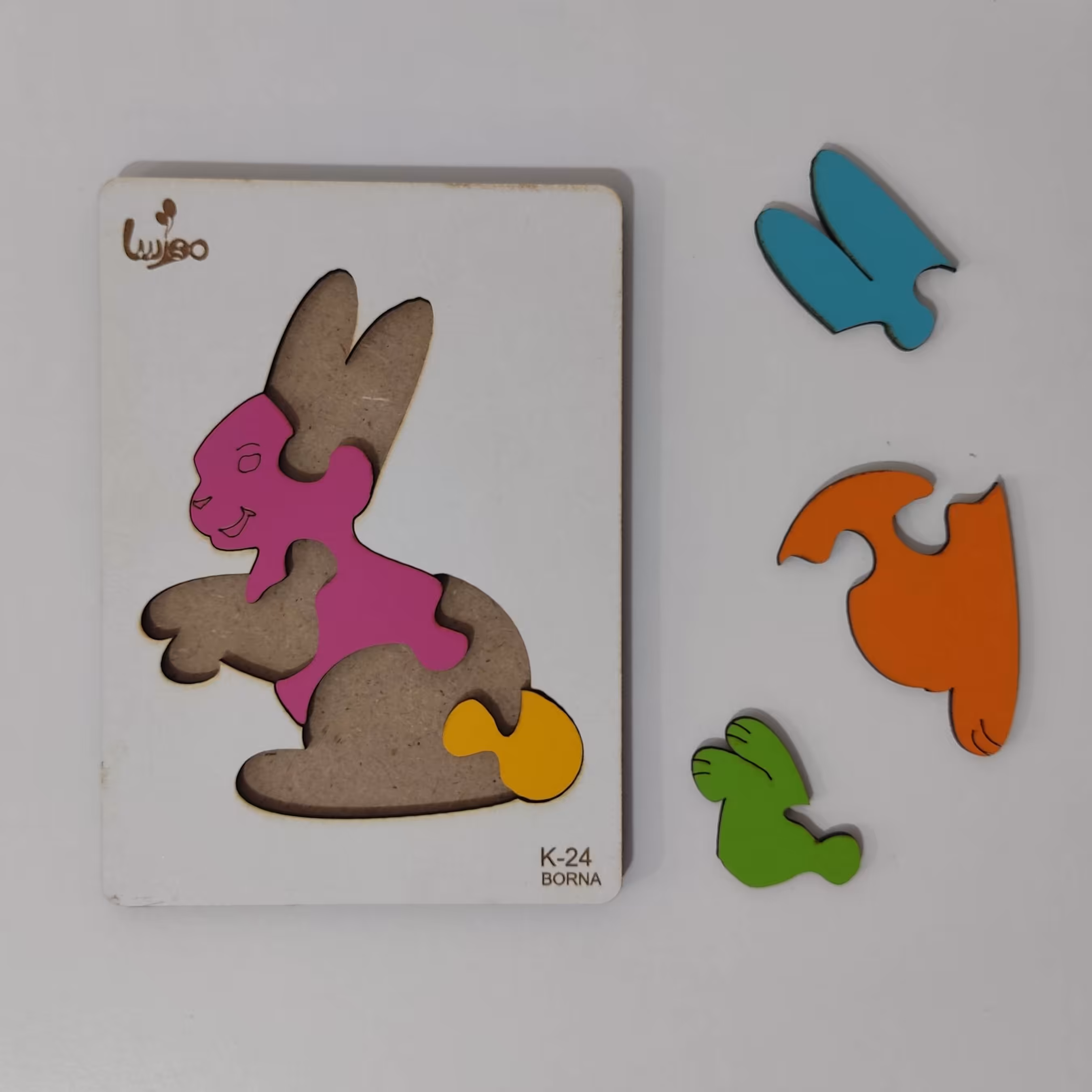 بازی آموزشی حیوانات مدل خرگوش پازلی از جنس چوب ام دی اف 3 میل با کد K-24