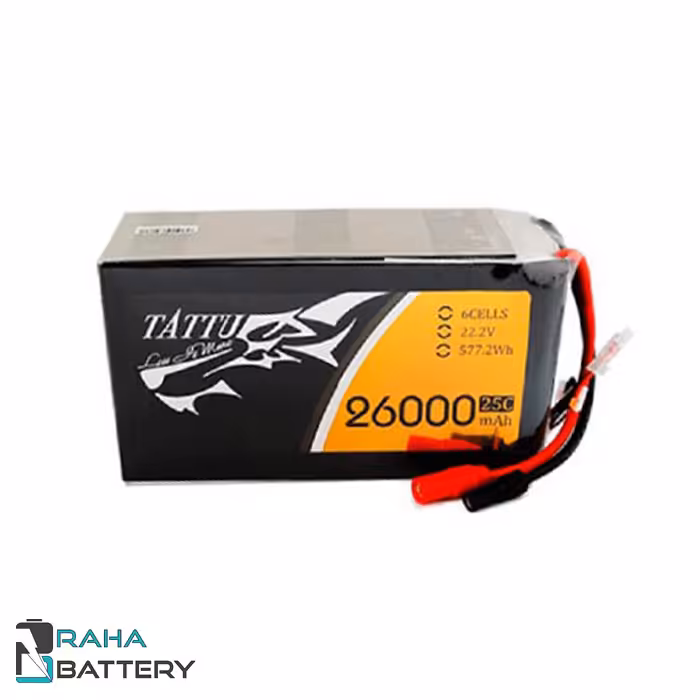 باتری لیتیوم پلیمر 6 سل Tattu 26000mAh 25C