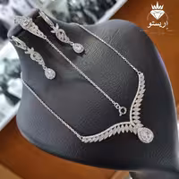 سرویس نقره جواهری سوپر میکرو با عیار 925 و آبکاری طلاسفید کیفیت درجه 1