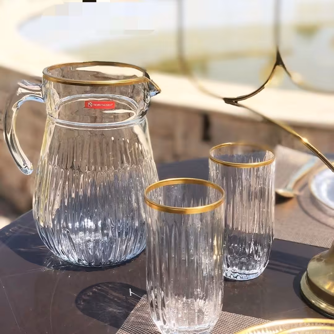 پارچ و لیوان لب طلایی  