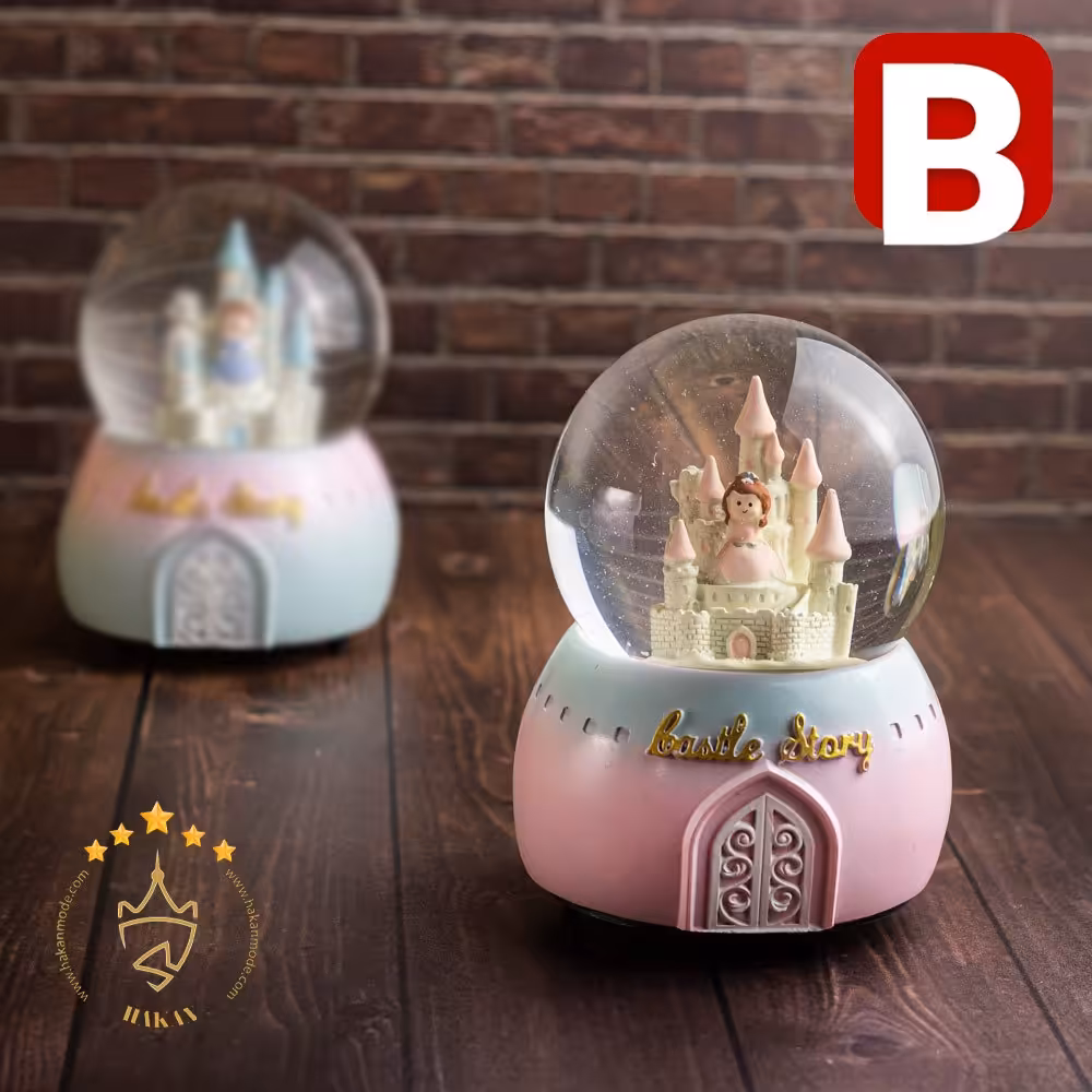 گوی موزیکال کوکی طرح قلعه صورتی