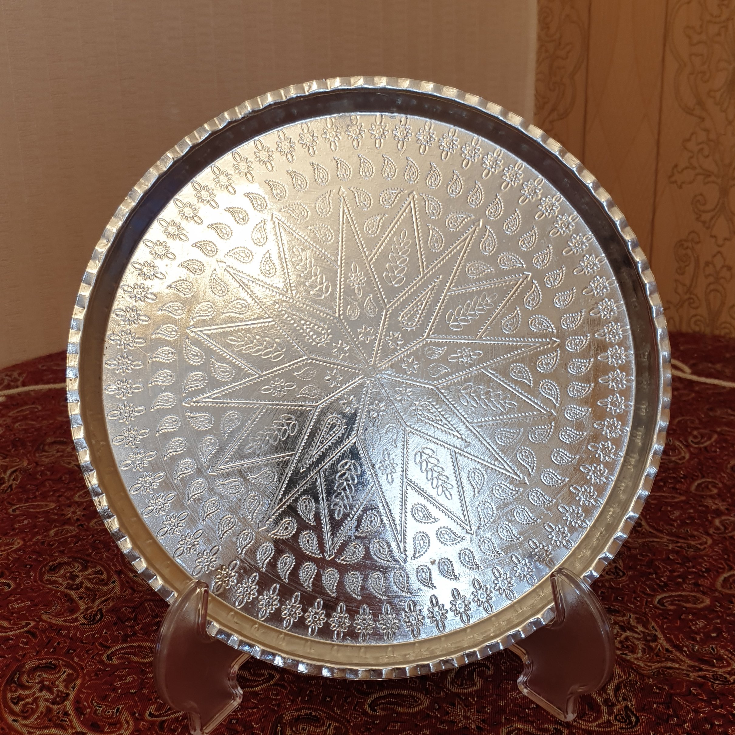 سینی طرحدار مسی قلع شده قطر26