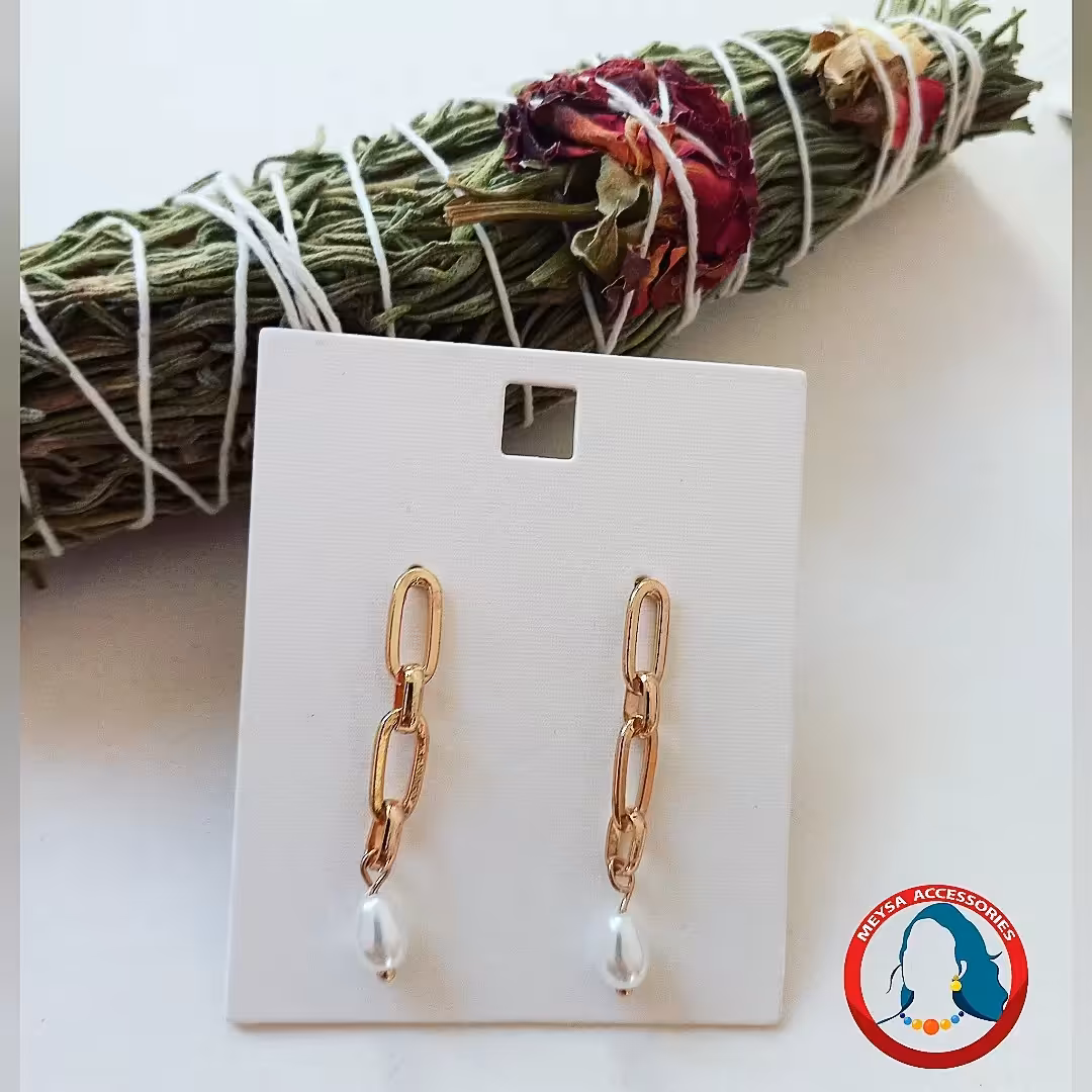 گوشواره طلایی با مروارید آلمانی 